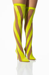 LILITH MESH THIGH HIGH BOOT IN LIME