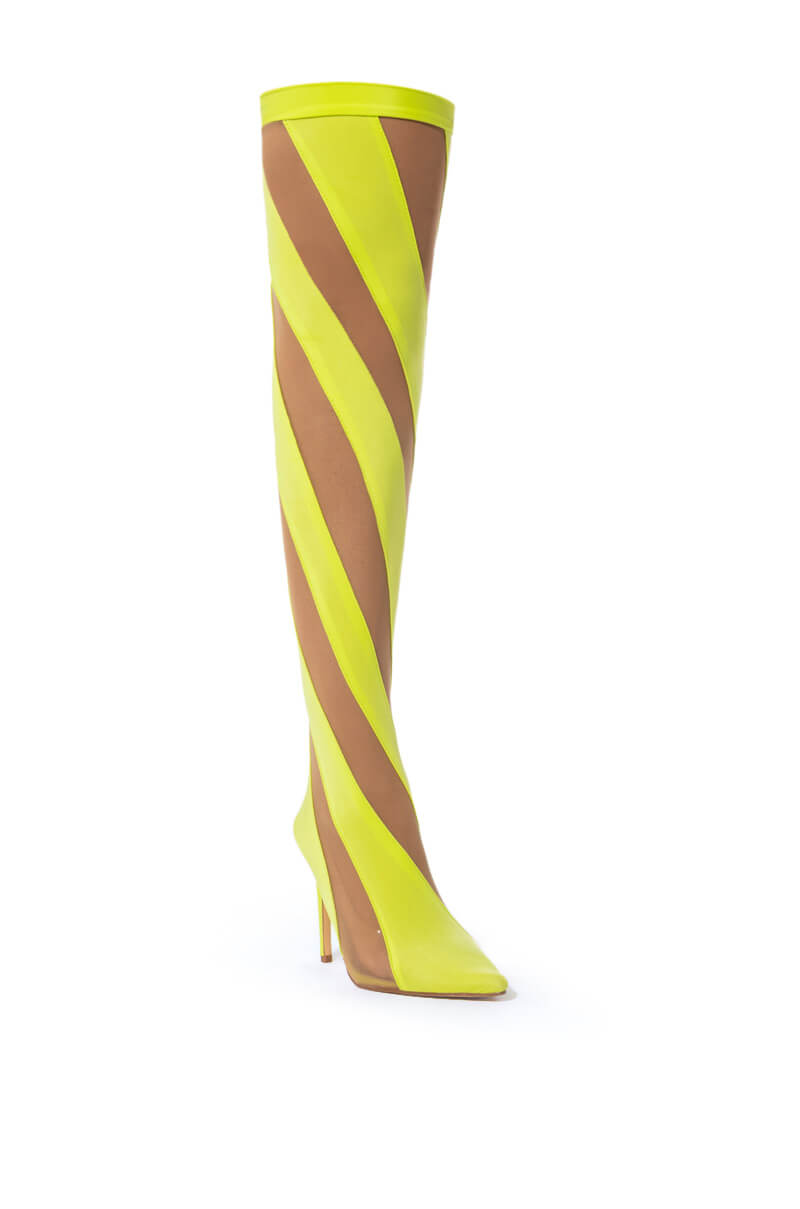 LILITH MESH THIGH HIGH BOOT IN LIME