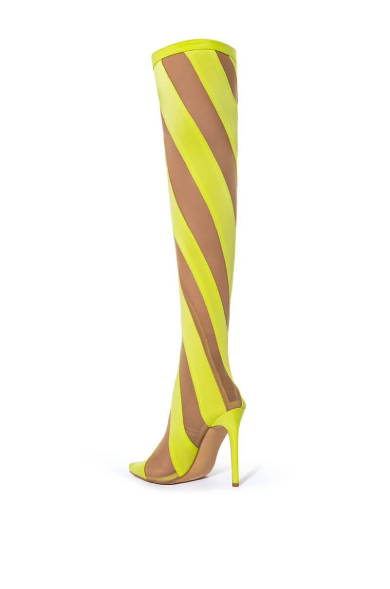 LILITH MESH THIGH HIGH BOOT IN LIME