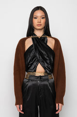 CELESTE CHAIN SHRUG SWEATER