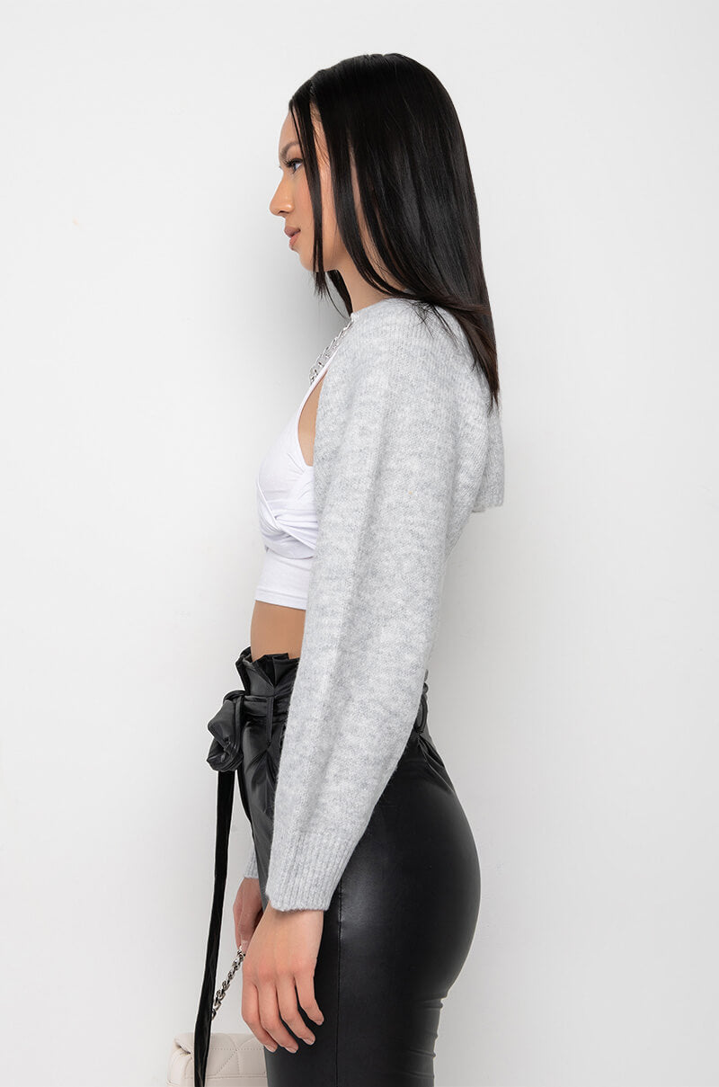 CELESTE CHAIN SHRUG SWEATER