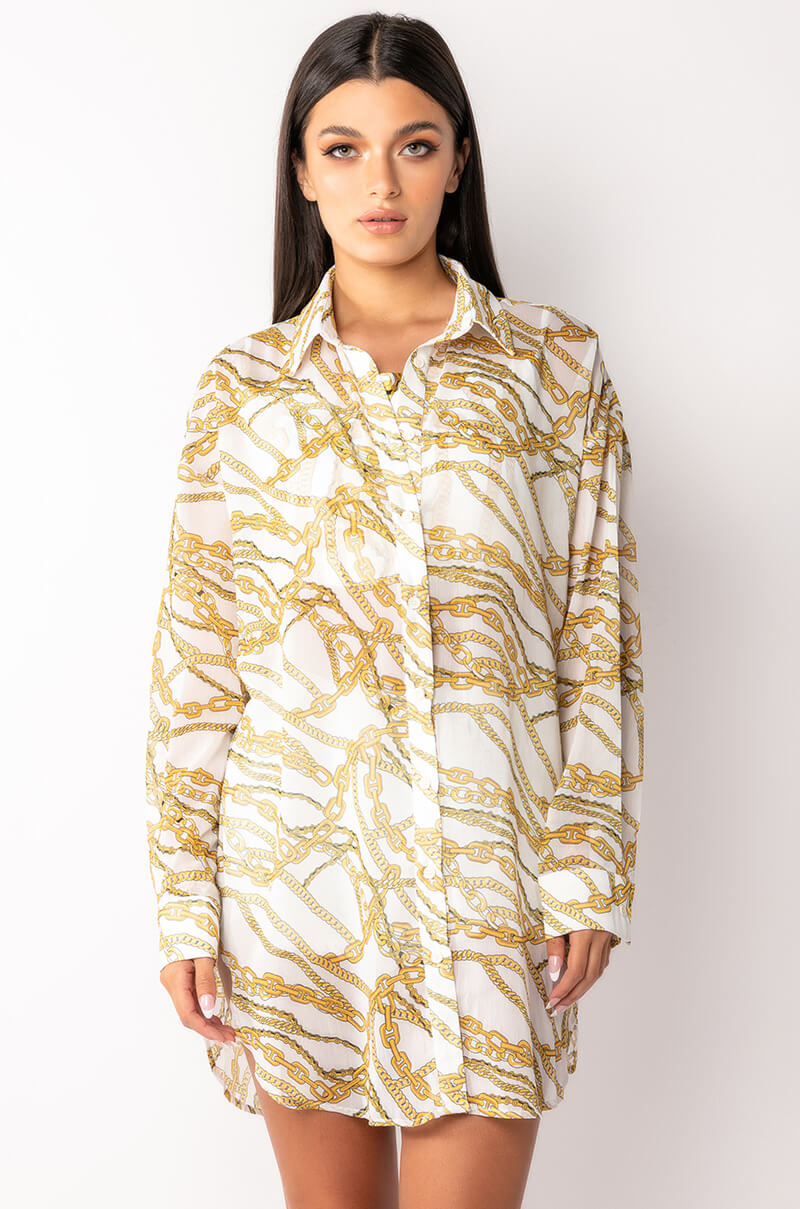 LINK UP OVERSIZED CHIFFON BUTTON DOWN
