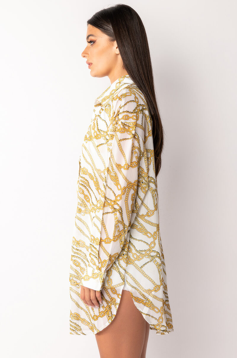 LINK UP OVERSIZED CHIFFON BUTTON DOWN