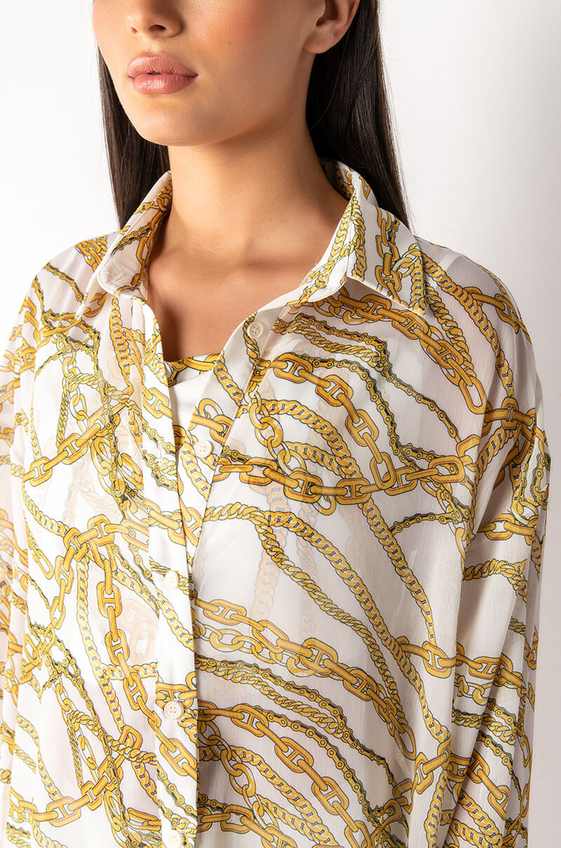 LINK UP OVERSIZED CHIFFON BUTTON DOWN