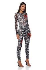 LIPS ARE SEALED LONG SLEEVE MESH T SHIRT