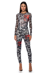 LIPS ARE SEALED RUCHED MESH LEGGING
