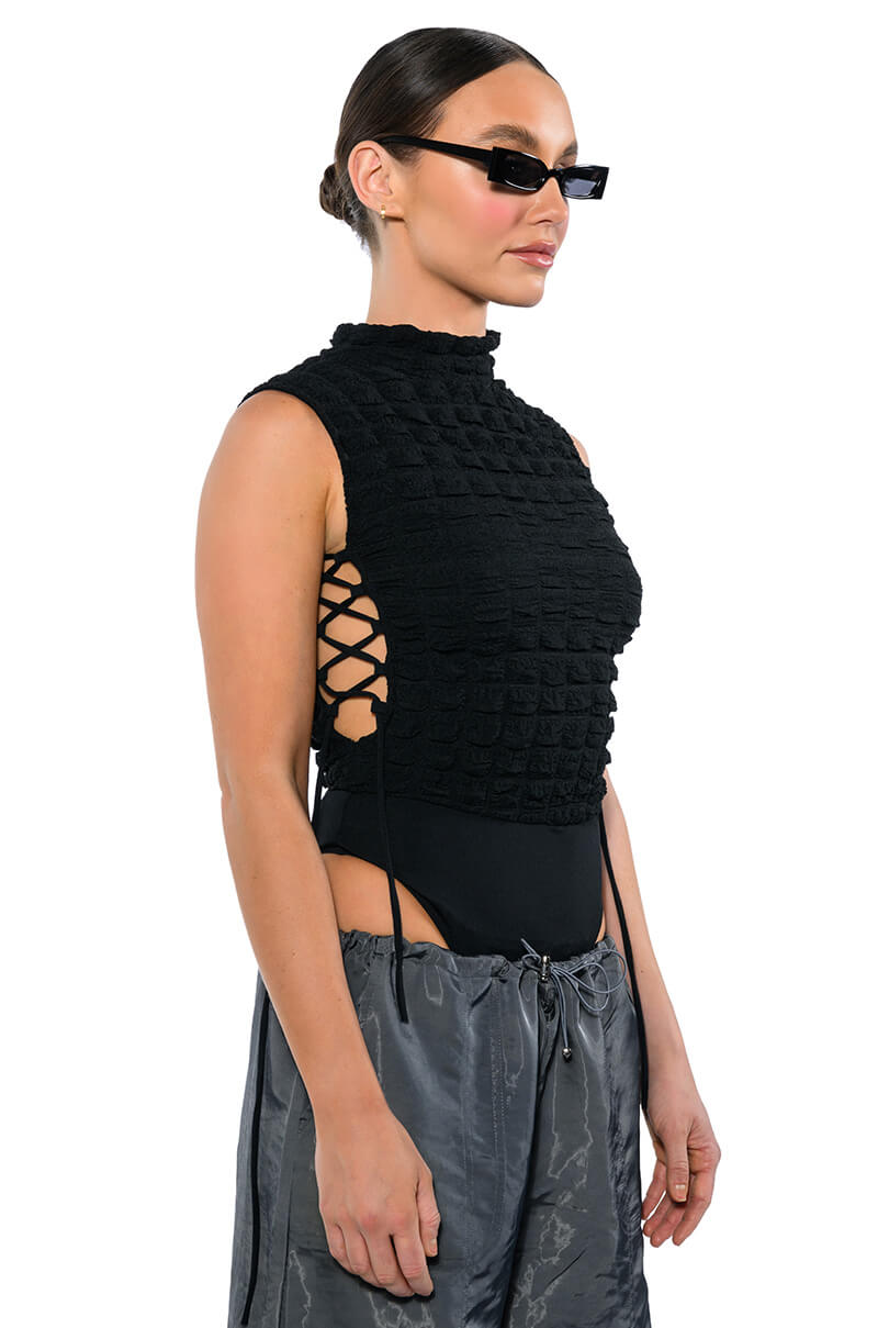 LITTLE MISS ATTITUDE TEXTURED BODYSUIT