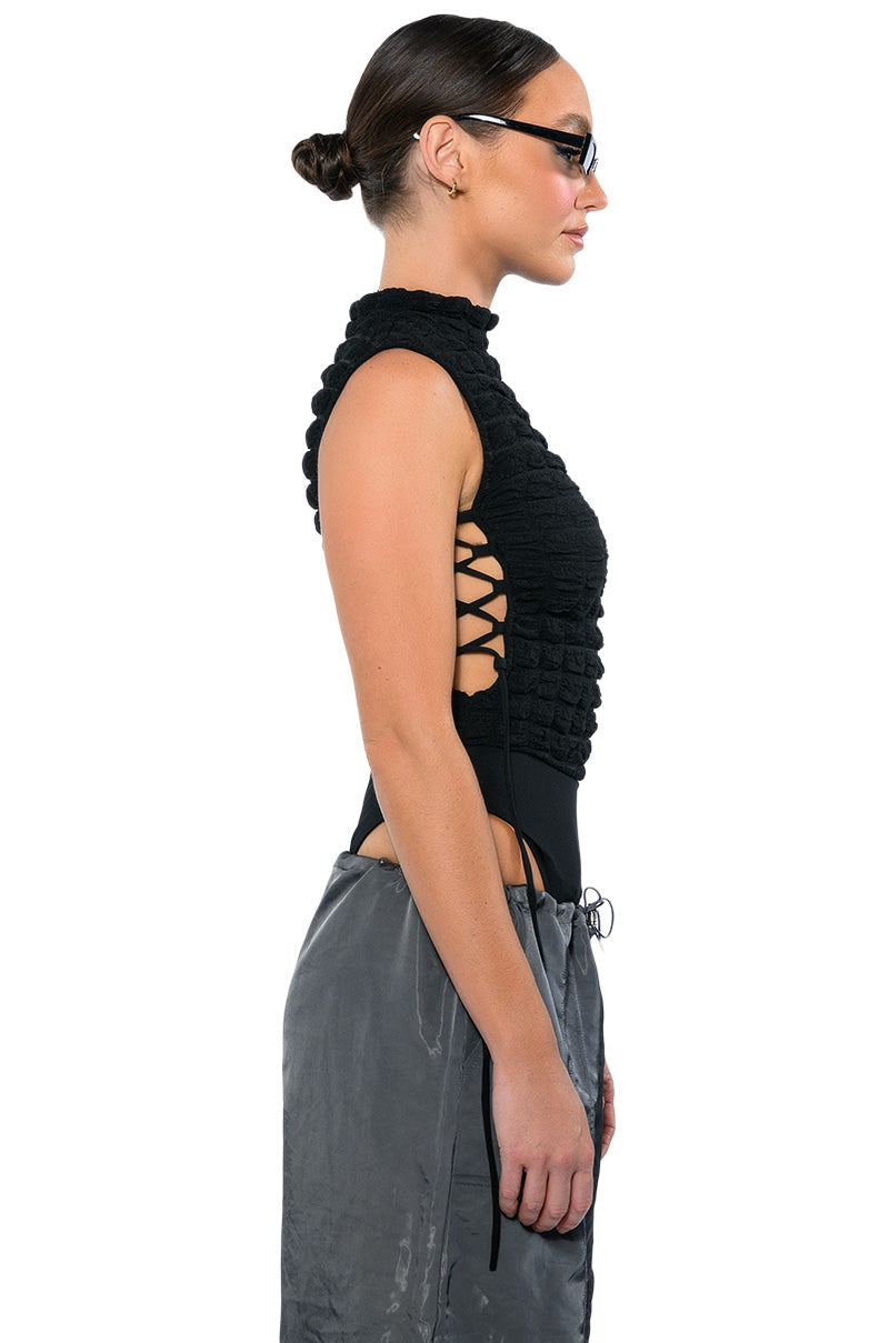 LITTLE MISS ATTITUDE TEXTURED BODYSUIT