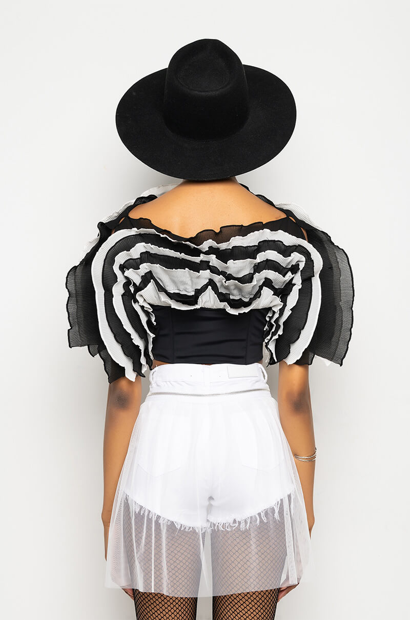 LIVE FOR THE DRAMA RUFFLE BUSTIER