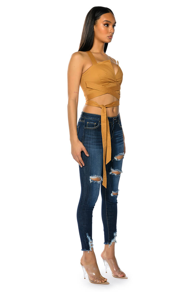 LONDYN CROSS BACK WRAP TANK TOP