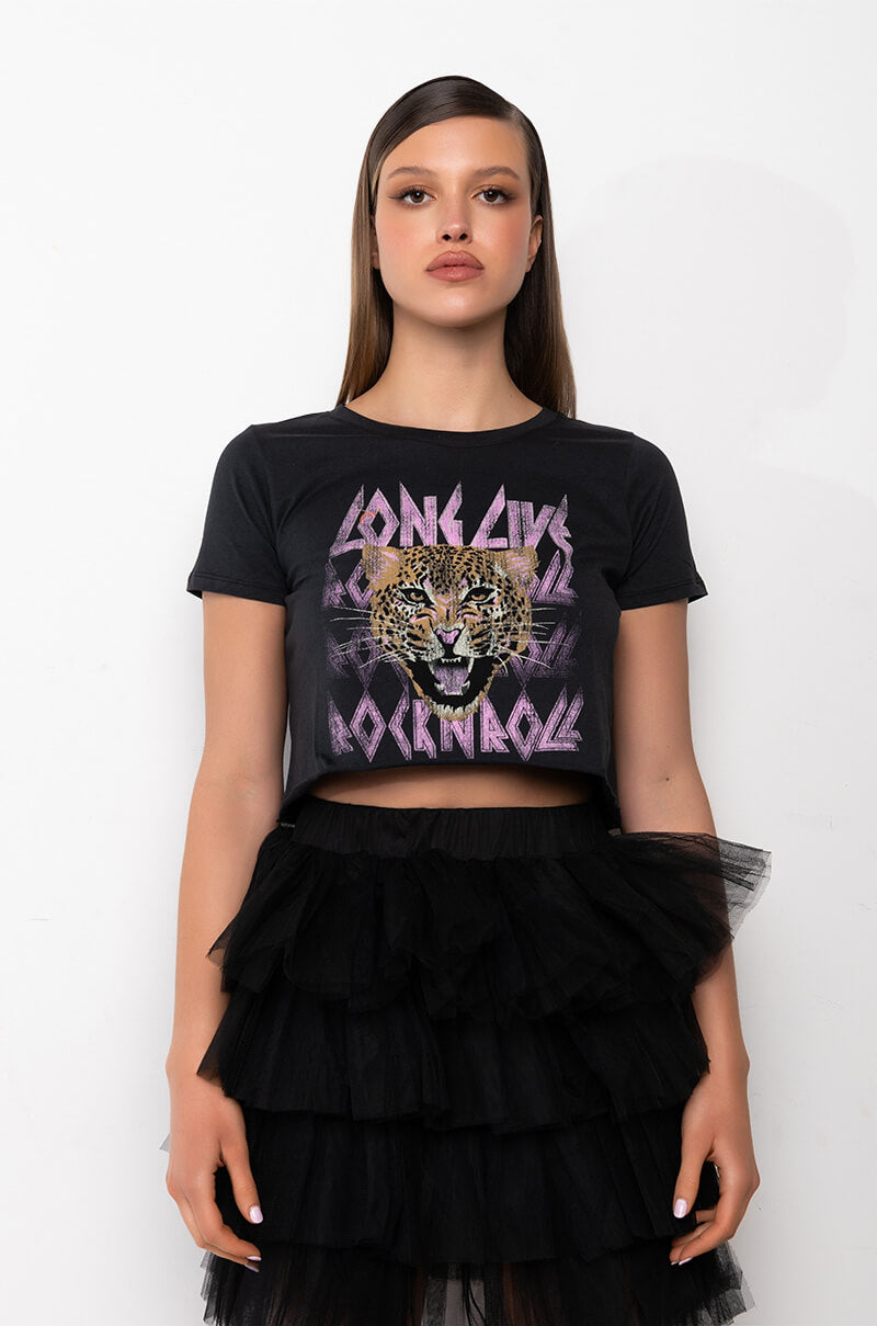 LONG LIVE ROCK N ROLL CROPPED GRAPHIC T