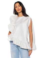 LOOK MY WAY ASYMMETRICAL TOP IN WHITE
