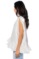 LOOK MY WAY ASYMMETRICAL TOP IN WHITE