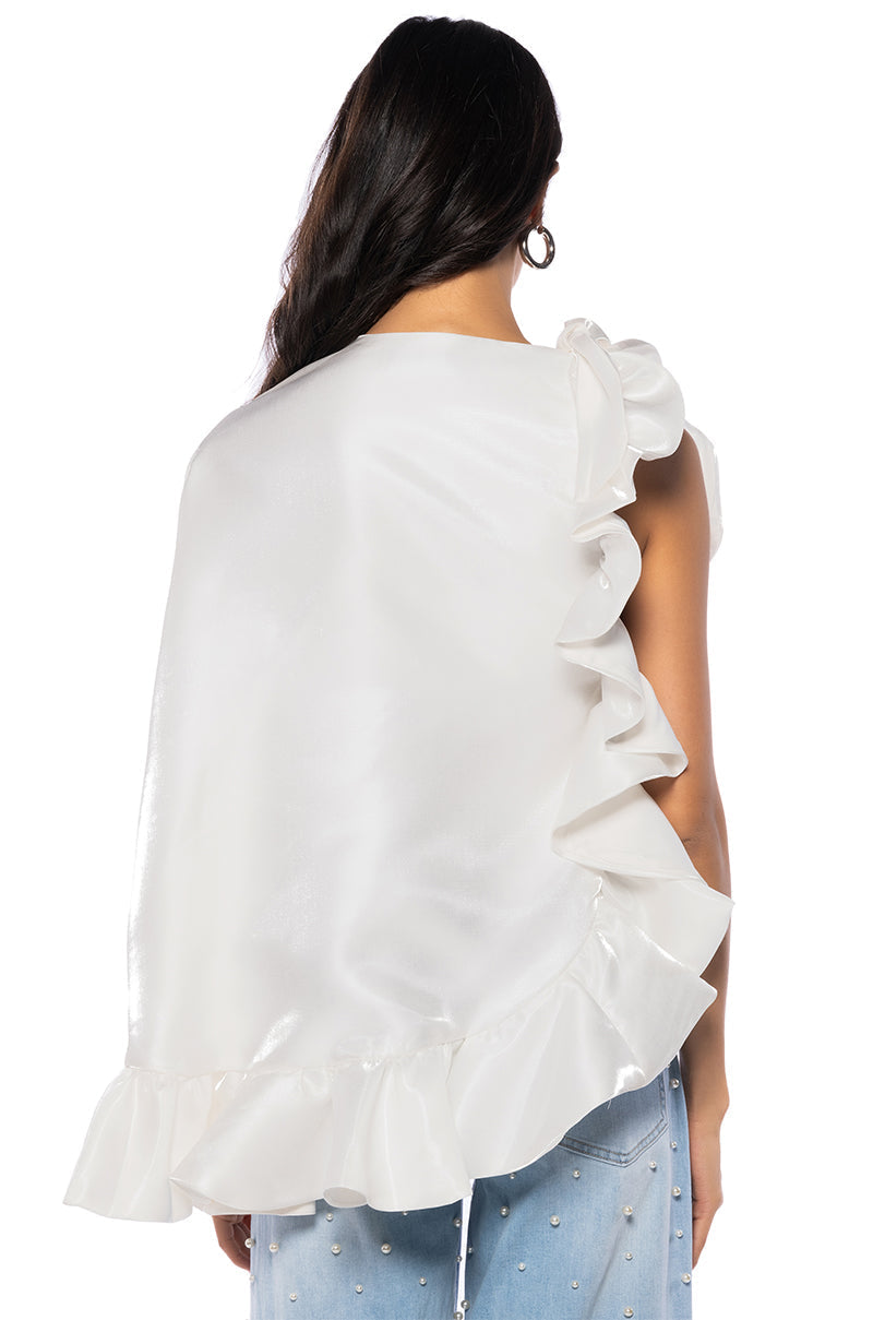 LOOK MY WAY ASYMMETRICAL TOP IN WHITE