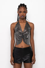 LOOKING LIKE IT RHINESTONE HALTER BLOUSE