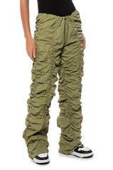 LOTTIE CINCHED WIDE LEG PANT IN GREEN