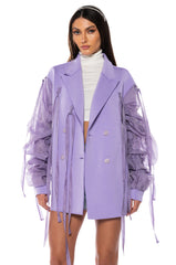 LOTUS FLOWER BOMB RUCHED ARM BLAZER