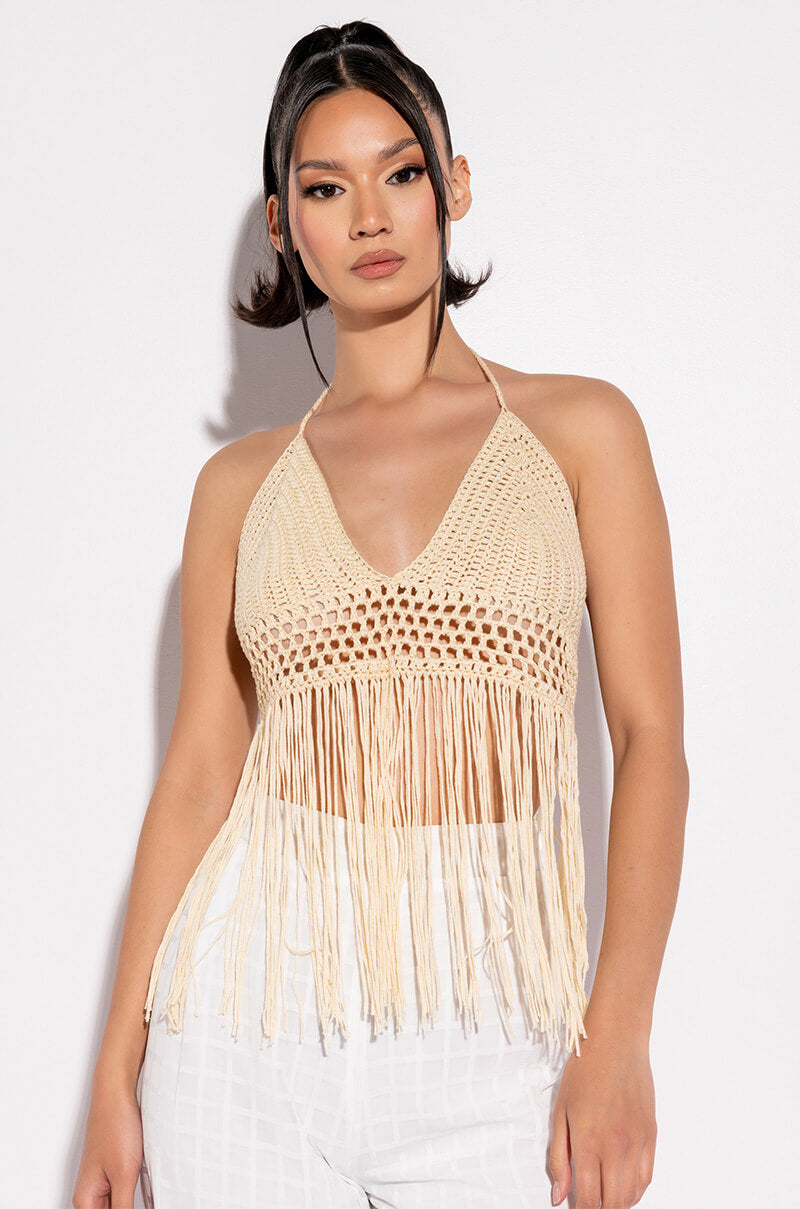 LOVE ME MORE CROCHET HALTER TOP
