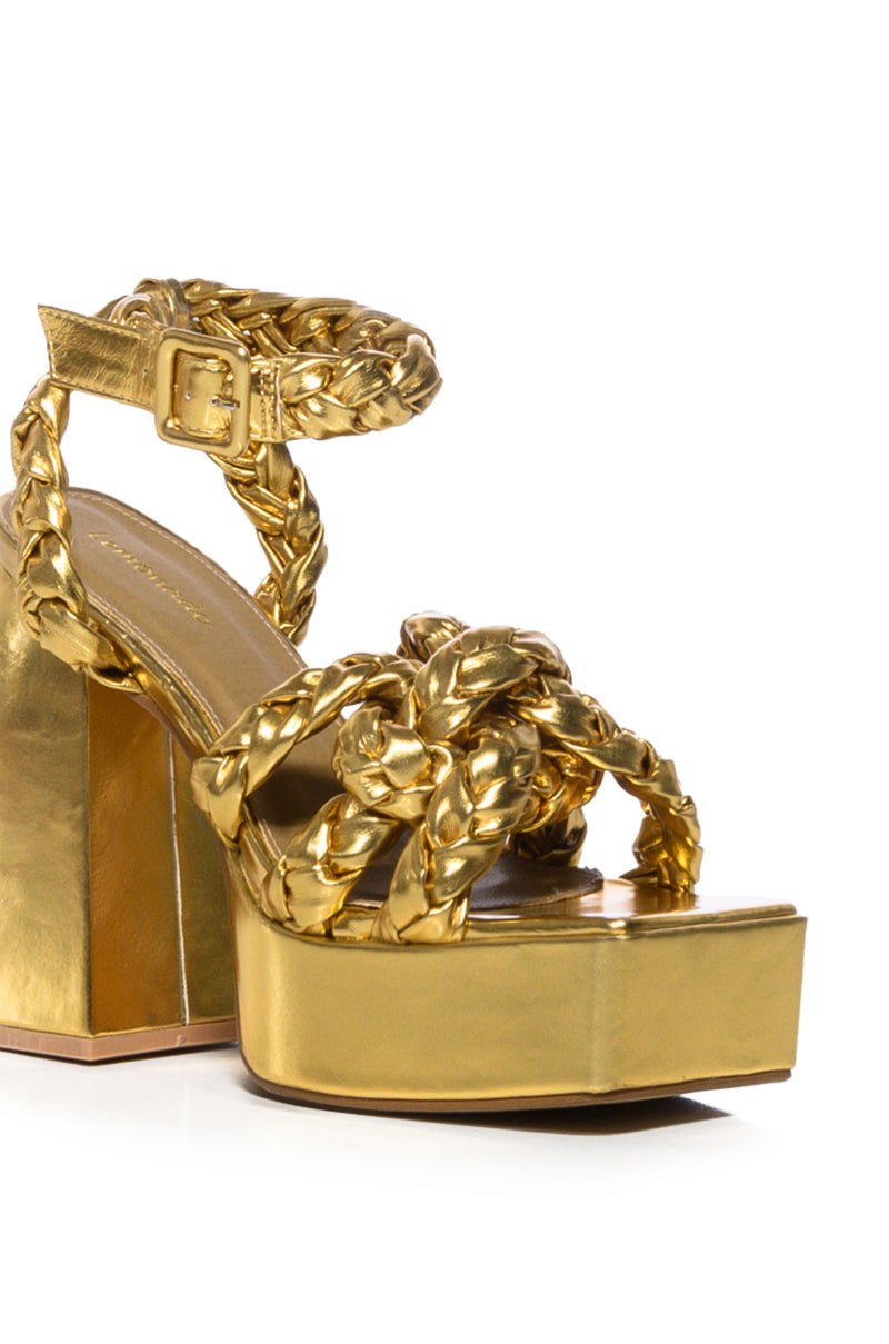 LIBERTINE CHUNKY BRAIDED DETAIL SANDAL IN GOLD