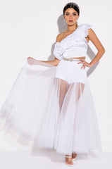 LILA ONE SHOULDER RUFFLED CROP TOP