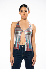 LUCIANA CHAINMAIL FRONT CLASP TANK TOP