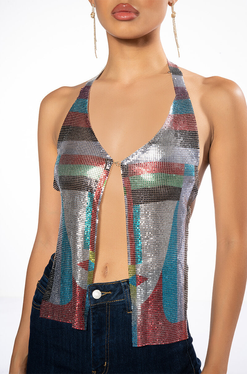 LUCIANA CHAINMAIL FRONT CLASP TANK TOP