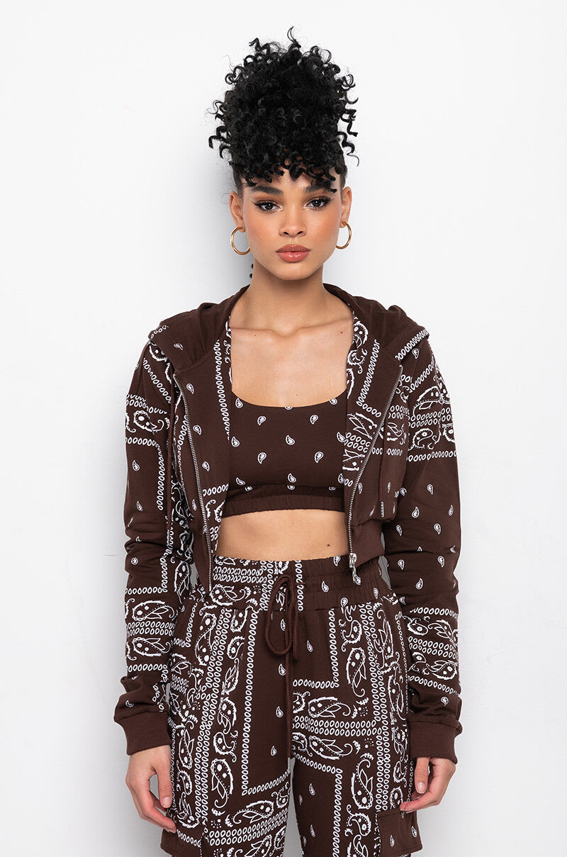 LUX PRINTED CROP HOODIE