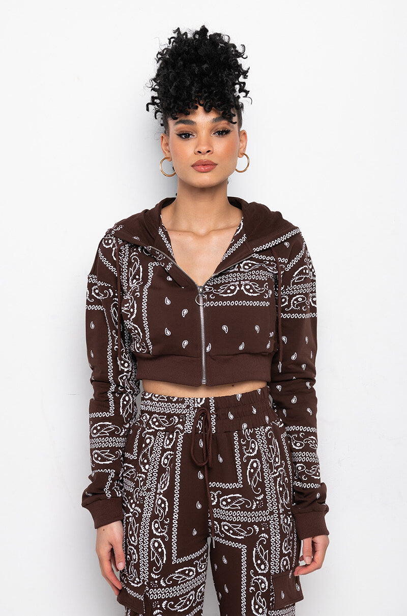 LUX PRINTED CROP HOODIE