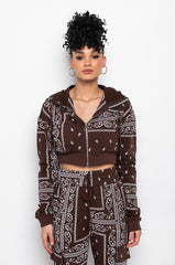 LUX PRINTED CROP HOODIE