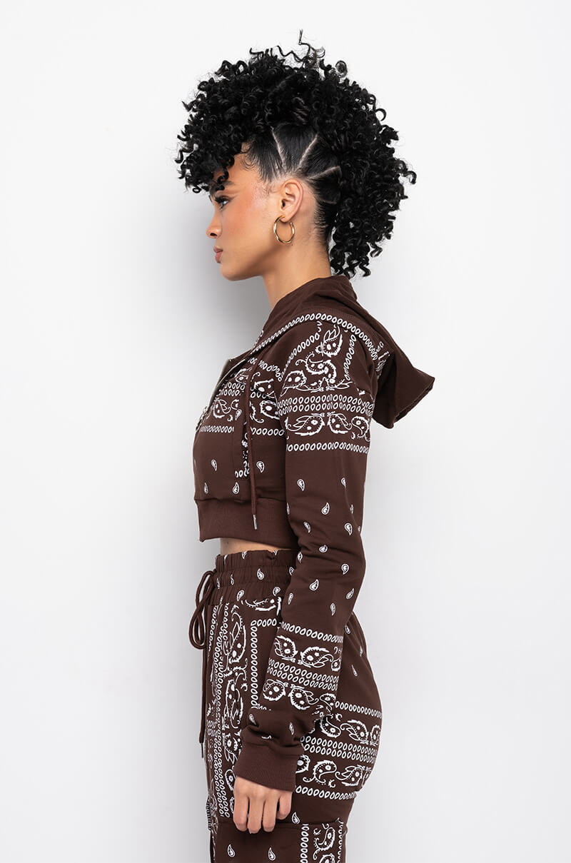 LUX PRINTED CROP HOODIE
