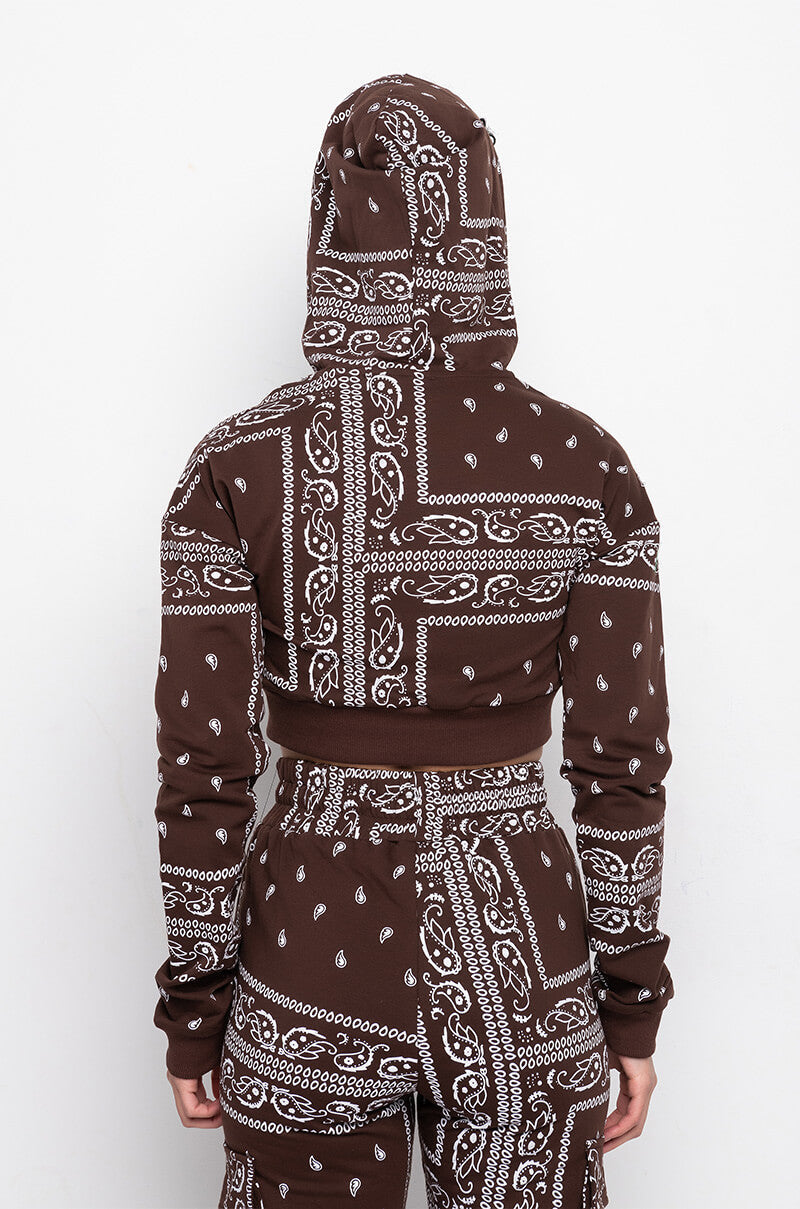 LUX PRINTED CROP HOODIE
