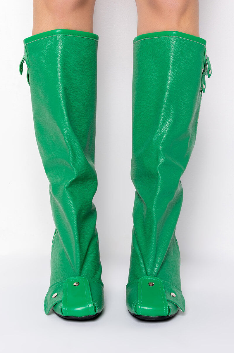 EMBELLISHED CHUNKY BOOT IN GREEN