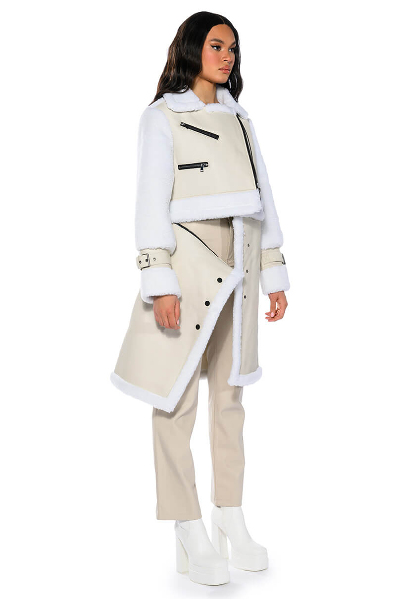 MACKY BREAK APART TEDDY PLEATHER TRENCH