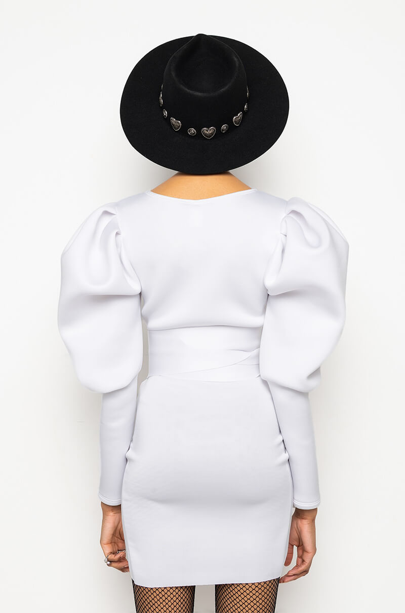 MADE FOR THE GLAM PUFF SLEEVE MINI DRESS