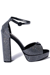 YUKO EMBELLISHED CHUNKY SANDAL IN BLACK
