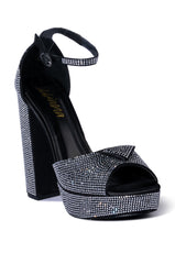 YUKO EMBELLISHED CHUNKY SANDAL IN BLACK
