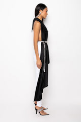 MADE YOU LOOK CONVERTIBLE RHINESTONE DETAIL SATIN BLOUSE