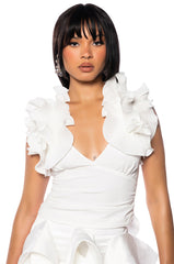 MAIN CHARACTER ENERGY RUFFLED BLOUSE IN WHITE