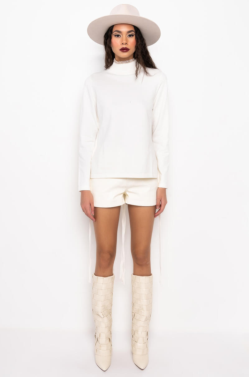 MAKE YOU MINE OPEN BACK RHINESTONE NET SWEATER