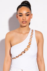 MAMMA MIA CUT OUT ONE SHOULDER TANK TOP