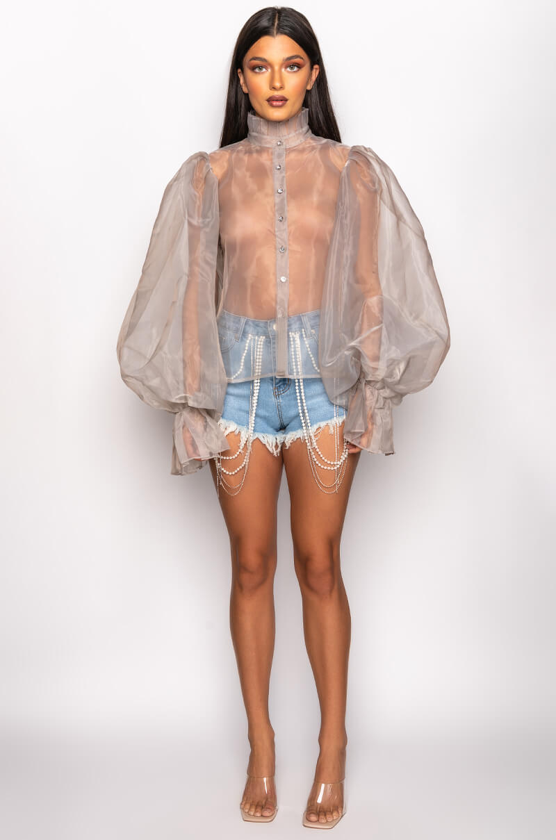MANOA RHINESTONE HIGH RISE DENIM SHORT