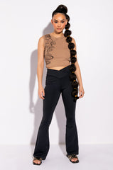 MANY MOODS CREW NECK GRAPHIC CROP TANK