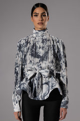 MARBLE PEPLUM BLOUSE