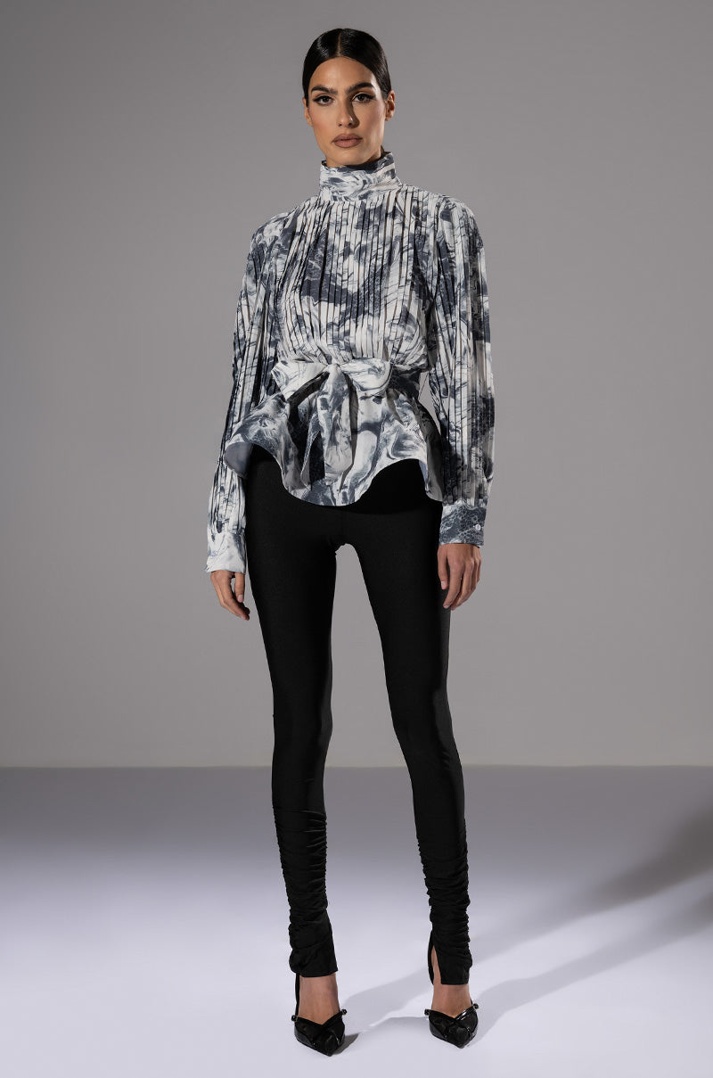 MARBLE PEPLUM BLOUSE