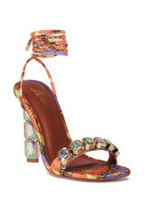 MARGE PURPLE MULTI EMBELLISHED SATIN SANDAL