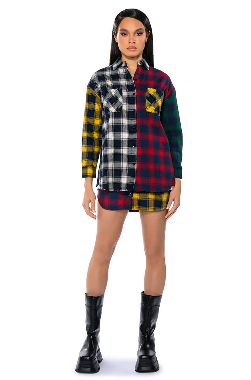 MARIANNA MULTI COLORED PLAID SHIRT