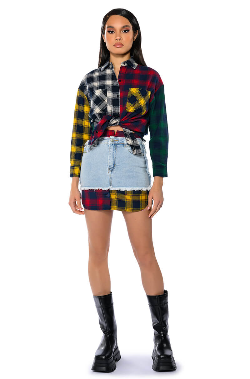 MARIANNA MULTI COLORED PLAID SHIRT