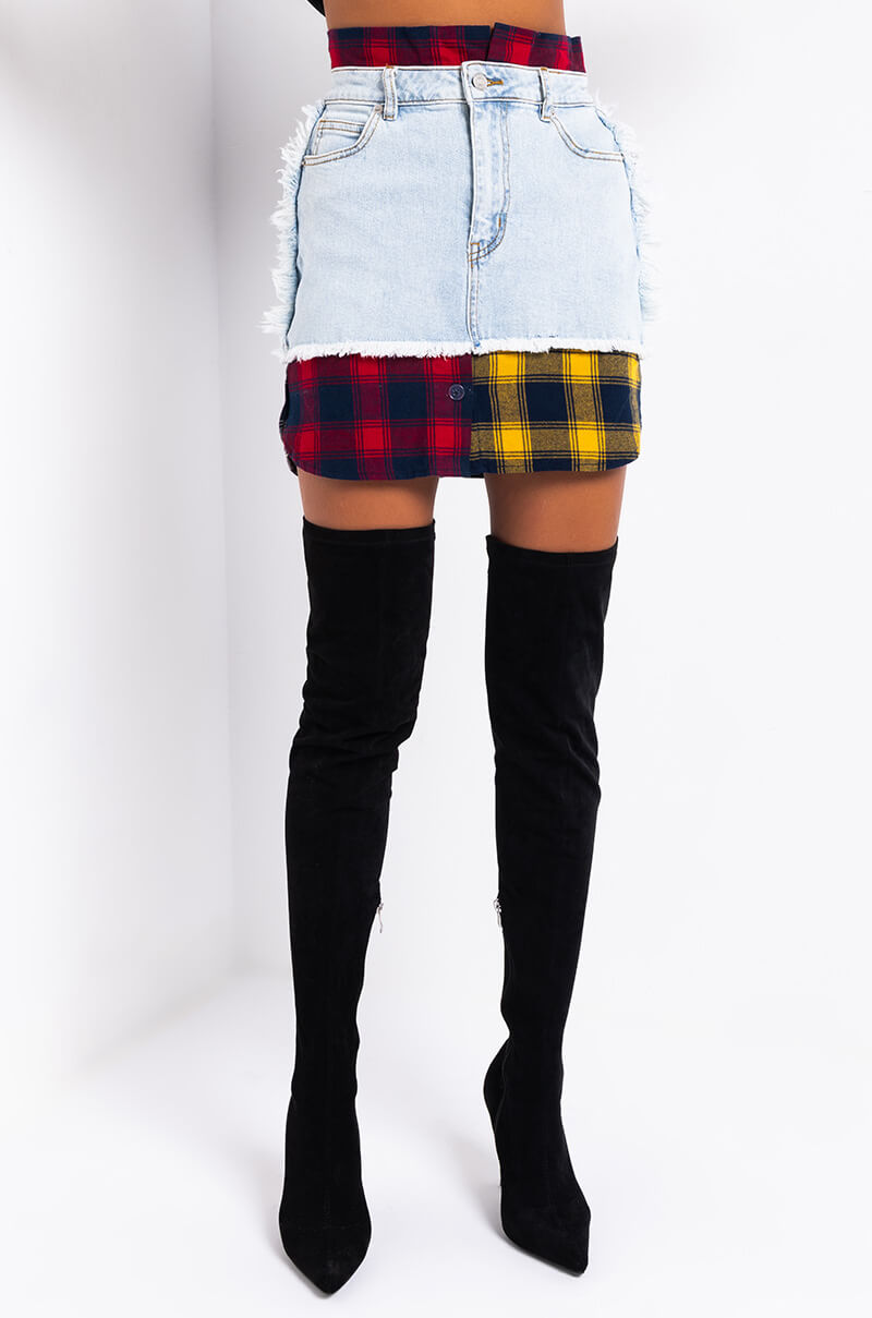 MARIANNA PLAID DETAILED MINI SKIRT