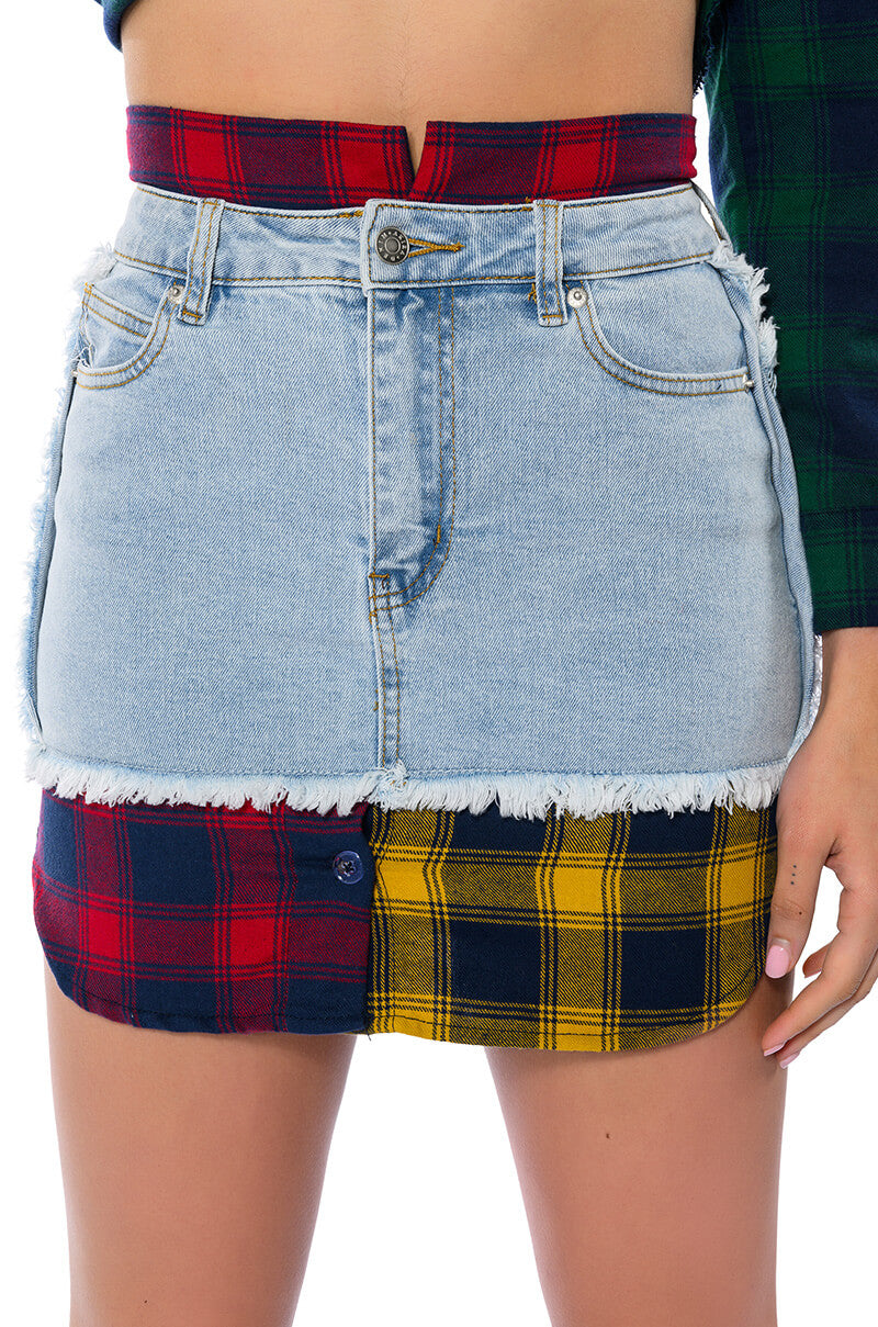 MARIANNA PLAID DETAILED MINI SKIRT