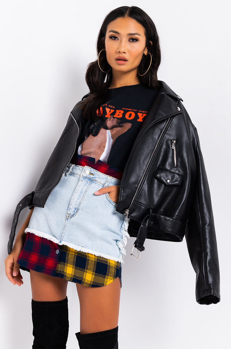 MARIANNA PLAID DETAILED MINI SKIRT